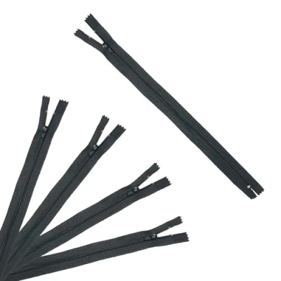 Image of Trimz 25cm ( 10inch) Black one Way end Stop Zip with 4mm Teeth 5Pcs, Polyester, 25 cm