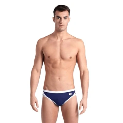 Image of Arena Men&#039;s Icons Solid Swim Briefs, Navy, 30 UK