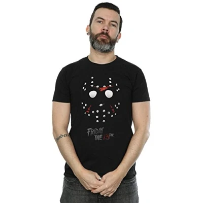 Image of Absolute Cult Friday 13th Men&#039;s Jason Hockey Mask T Shirt Large Black