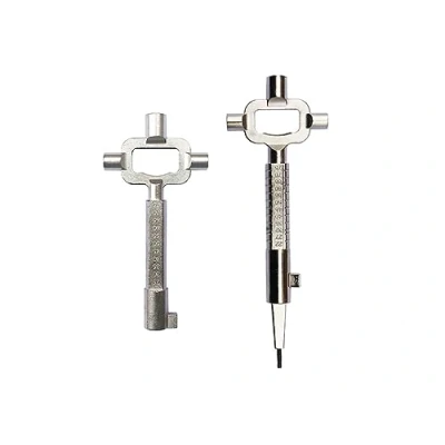 Image of Kellegour Universal Construction Key,2 Pieces Site Key,Square Control Cabinet Key,Building Keys with Measuring Scale,Universal Locksmith Tool,Zinc Alloy,Long and Short Cam Turner,Silver