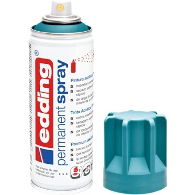 Image of edding 5200 permanent spray petrol matt 200 ml acrylic paint for painting and decorating glass, metal, wood, ceramic, plastic, canvas aerosol spray,