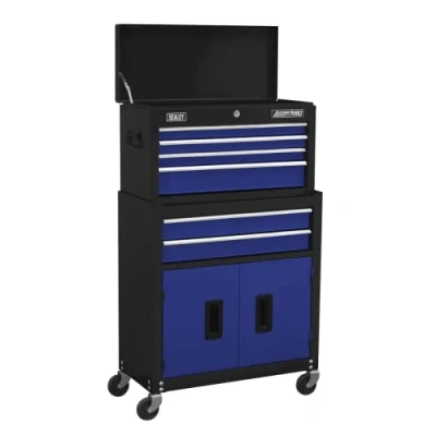 Image of Sealey American Pro Topchest &amp; Rollcab Combination 6 Drawer with Ball Bearing Slides Blue