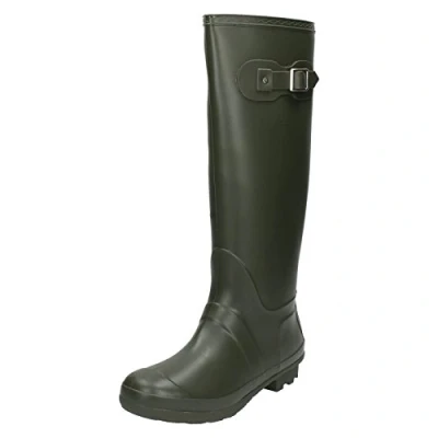 Image of Ladies Spot On Wellington Boots Green Synthetic UK Size 5 EU 38 US 7