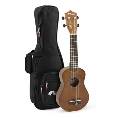 Image of TIGER UKE12 NT PD Soprano Ukulele with Padded Gig Bag Starter Pack for Schools, Adults and Children Natural