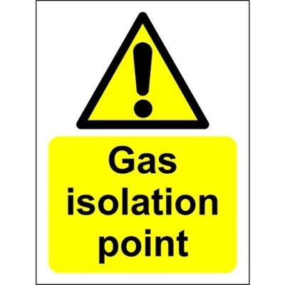 Image of Gas isolation point safety sign Self adhesive sticker 200mm x 150mm