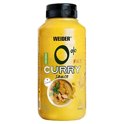 Image of Weider Gourmet 0% Fat Curry Sauce (265 ml). New Recipe Dressing Fat, Sugar, 100% Flavour. Low Calorie. Ideal for salads, vegetables, meat and fish.