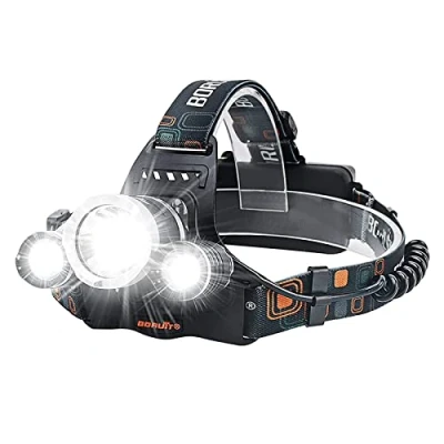 Image of BORUiT RJ 3000 LED Head Torch, Super Bright 5000 Lumens USB Rechargeable Headlamp Headlight, Waterproof 4 Modes Hands Free Torch for Running Camping Hiking Fishing