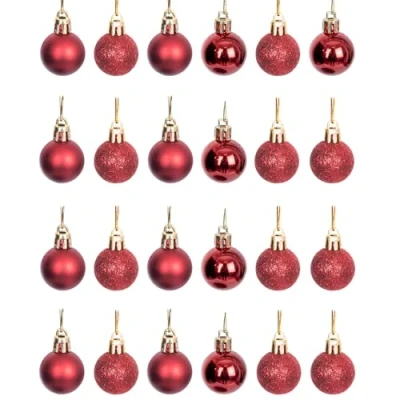 Image of 30mm/24Pcs Christmas Baubles Shatterproof Dark Red, Tree Decorations Ball Ornaments Balls Xmas Hanging Holiday Decor Shiny,Matte,Glitter