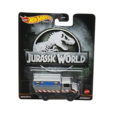 Image of Hot Wheels DieCast JURASSIC WORLD UNIMOG U 1300 L Model 1/64 Scale Length 6 cm Premium HCP08