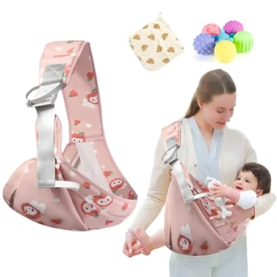 Image of Baby Carrier Newborn to Toddler Ergonomic, Cozy and Lightweight Infant for 7 44lbs, Effortless Put On, Ideal Hands Free Parenting, Enhanced Lumbar Support(Cherries)