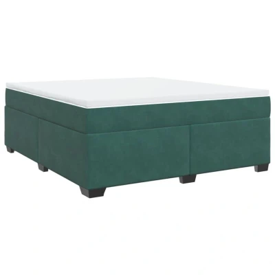 Image of vidaXL Box Spring Bed with Mattress Dark Green 180x200 cm Velvet