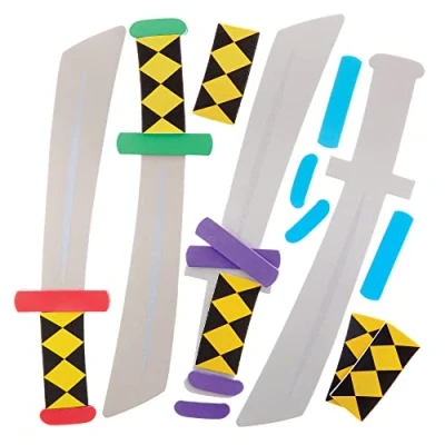 Image of Baker Ross FX854 Ninja Samurai Sword Kits Pack of 4, Arts and Crafts Dress Up Fancy