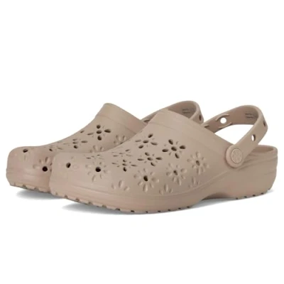 Image of Crocs Classic Floral CUT OUT Unisex Pool slides, Women&#039;s, Size: M8/W9, Taupe Synthetics