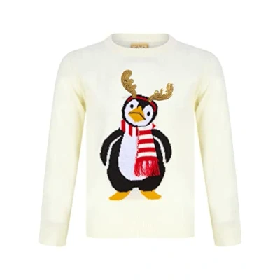 Image of Tokyo Laundry Girl&#039;s Antler Penguin Novelty Sequinned Christmas Jumper