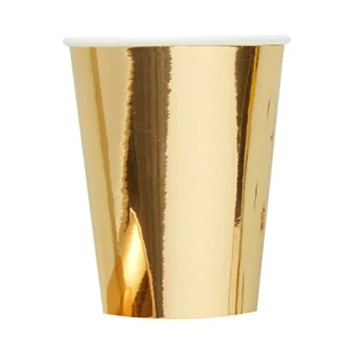 Image of Ginger Ray Foiled Christmas Paper Party Decorative Cups 8 Pack, Metallic