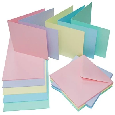 Image of Craft UK 2350 5X5 Card and Envelope Pack of 50 Mixed Pastels