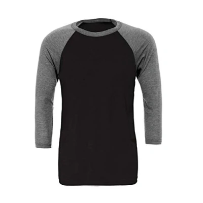 Image of Canvas Unisex 3/4 Sleeve Baseball T Shirt Black/Deep Heather S