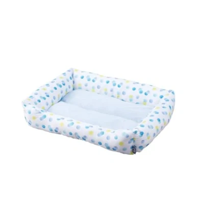 Image of Iris Ohyama, Pet Bed Sofa, Cushion, Washable Rectangular Basket, Two sided with border , L50 x W65 H14cm Unit Non slip PCSB 20L, For Cats, Dogs Peas