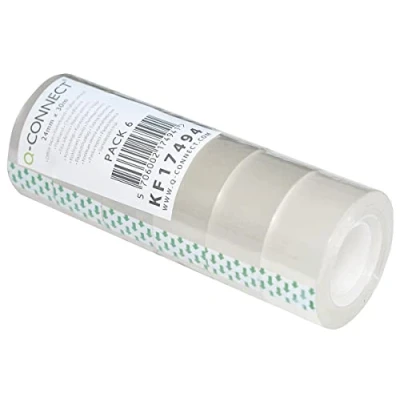 Image of Q Connect KF17494 Clear Adhesive Tape / 6 Rolls 24mm x 30m School Home Office