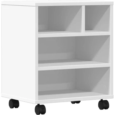 Image of vidaXL Printer Stand with Wheels White 41x32x48 cm