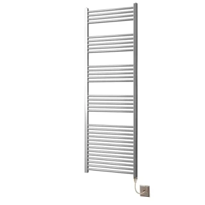Image of Greened House Chrome Straight Electric Heated Towel Rail 600mm wide Flat Bathroom Radiator (600mm x 1800mm)