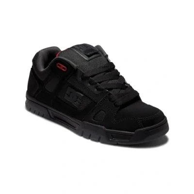 Image of DC Shoes STAG Unisex Trainers, Size: 4.5, Black/grey/red Leather and textile
