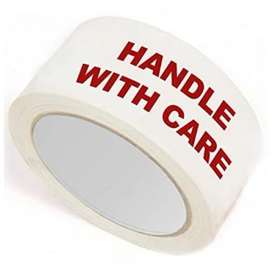 Image of Packaging Tape Printed HANDLE WITH CARE 48mm x 66m Packing Box Strong Heavy Duty (PACK OF 72 ROLLS)