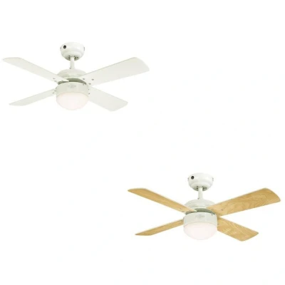 Image of Westinghouse Lighting 7242040 Colosseum 90 cm/36 Inch Reversible Four Blade Indoor LED Ceiling Fan, White Finish with Opal Frosted Glass