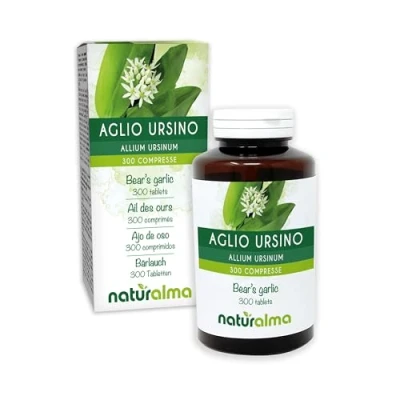 Image of Bear&#039;s Garlic or Wild (Allium ursinum) Leaves and Bulbs Naturalma 150 g 300 Tablets Food Supplement Natural Vegan