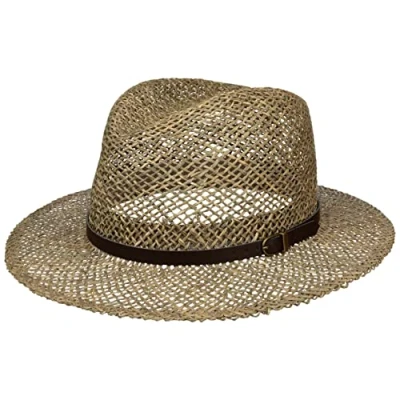 Image of Lipodo Traveller Straw hat Men’s Sun Made of 100% in XL (60 61 cm) Italy Summer with a Brown Leather Band Beach Natural Colours