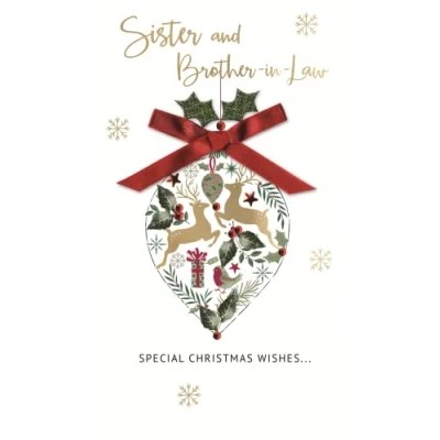 Image of Greeting Card Hand Finished Sister &amp; Brother In Law Christmas Champagne Cards XCDC336