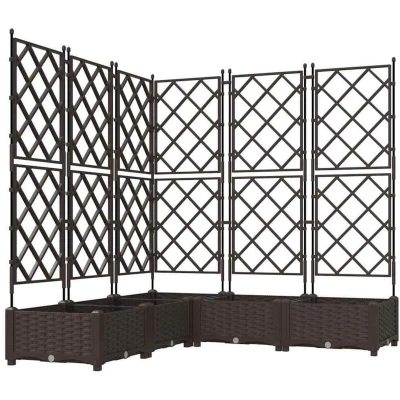 Image of vidaXL Garden Planter with Trellis 5 pcs Brown 120x120x125,5 cm