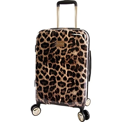 Image of Bebe Women&#039;s Adriana 21&quot; Hardside Carry on Spinner Luggage,Telescoping Handles, Leopard, One Size, Luggage