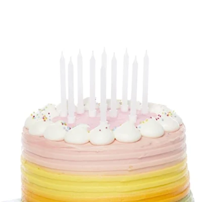 Image of Amscan 9911945 Stnd Candle White 10 Pack