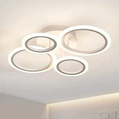 Image of EFPD Modern LED Ceiling Light dimmable Remote Control 4 Ring 48W 4400LM for Living Room, Bedroom, Kitchen, Corridor, Balcony, Dining Room Light, White, 3000 6500K