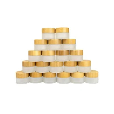 Image of WACHSMANN Refillable Glass Jars with Bamboo Lid 20 ml, pcs for DIY Sustainable Natural Cosmetics, Travel Container Ointments &amp; Lotions
