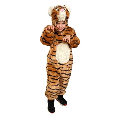 Image of Dress Up America Kids Striped Tiger Pretend Play Jumpsuit Outfit Beautiful Set for Role