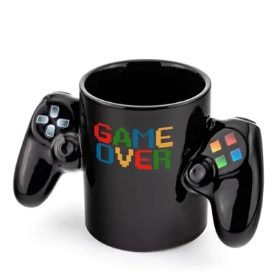 Image of Froster Controller Mug for Gamers Game Over, Gaming 350 ml, Gamepad, Gamer Gift, Gifts Boys, Gadgets, Nerd Cup Black
