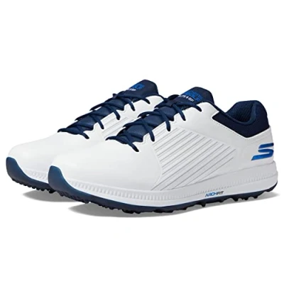 Image of Skechers Mens Shoe GO Golf Elite 5 GF Sneaker, White Synthetic/Navy Trim, 8 UK