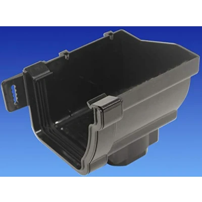 Image of OSMA 8T808B Black 111mm Stopend Outlet Right Hand for Stormline Ogee Gutter System