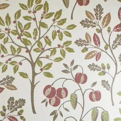 Image of CROWN Rowan Autumn Trees Olive Wallpaper M1762