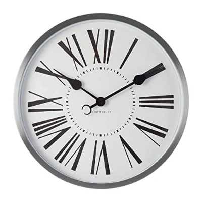 Image of Premier Housewares Wall Clock, Glass, Metal, Silver