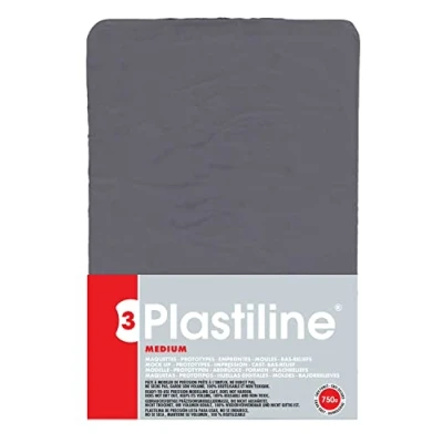 Image of Plastiline 7755T Plate Modeling Dough, High Precision Modeling, Sculpting, Molding Hardness 3 (medium) 750g Dark gray shade. Made in France