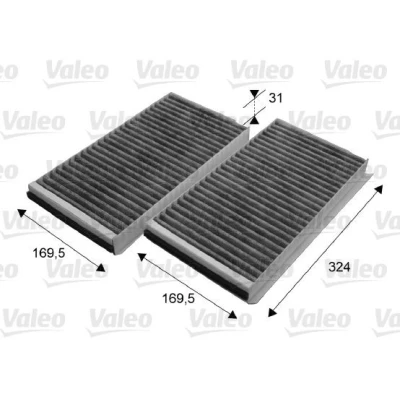 Image of 64316935822, 64316935823, 64319171858, 64319174370, 64319174371 Pollen Filter VALEO CLIMFILTER PROTECT 698864 Activated Carbon 318, 318mm