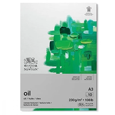 Image of Winsor &amp; Newton Oil Pad, 10 Sheet, A3, 230GSM, Canvas textured, White