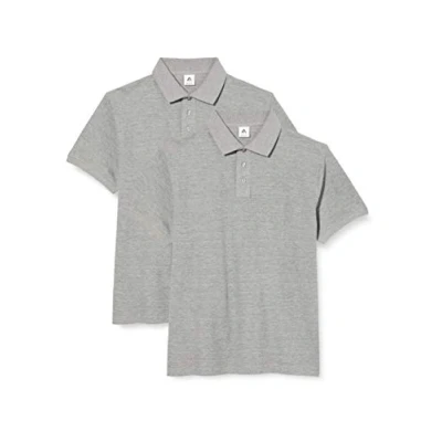 Image of FM London Men&#039;s 2 Pack Premium Weight Polo Shirt, Grey, S