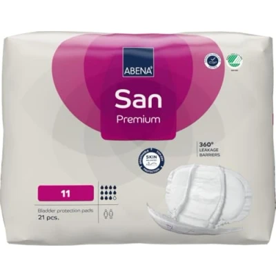 Image of ABENA San Premium Mens &amp; Womens Incontinence Pads, Breathable Comfortable, Fast Absorption, Discreet Effective Shaped Pads for Men/Women 11, 3400ml Absorbency, 21PK