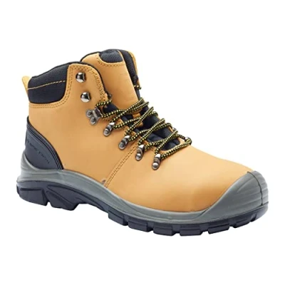 Image of Blackrock Malvern Tan/Honey Lightweight Safety Boots S3 Steel Toe Cap Mens Women Shoes, Water Resistant Protective Midsole, Leather Work Boots, Anti Slip Size 6