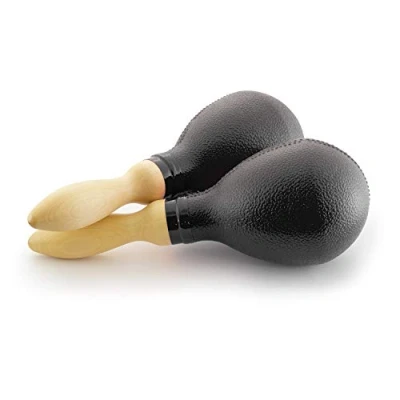 Image of TIGER MAR7 BK Full Size Maracas with Wooden Handles Black One Pair