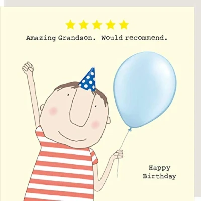Image of Rosie Made A Thing Five Star Grandson Birthday Card Humour Greeting Cards FSR12